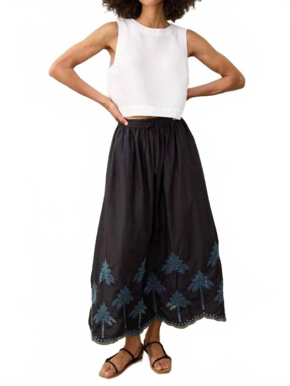 NEW MARINE LAYER Ryland Eyelet Drawstring Skirt Maxi Pima Cotton SIZES L, XL